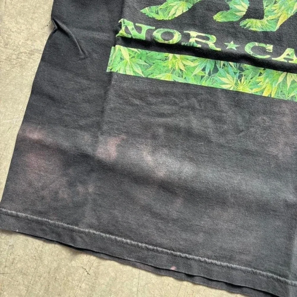 Vintage Sun Bleached NorCal No Fear Weed Marijuana Skate Shirt Size Small